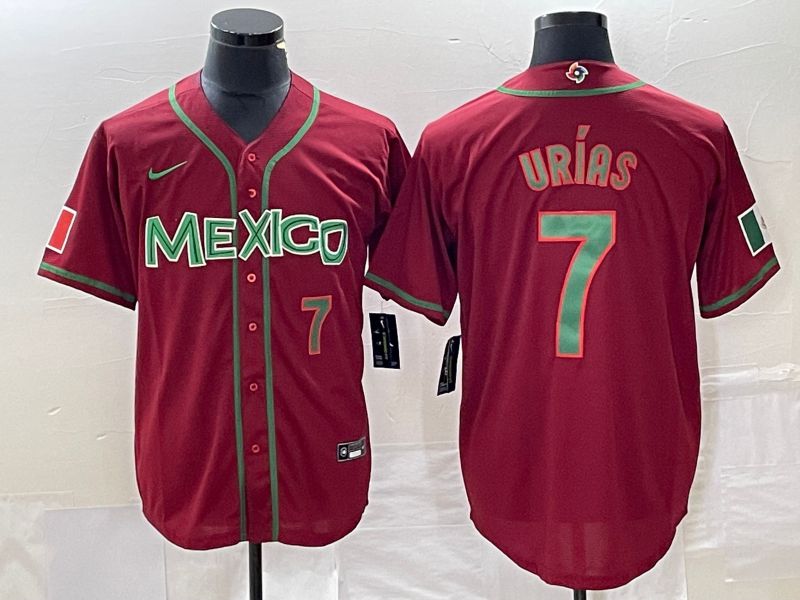 Men 2023 World Cub Mexico #7 Urias Red green Nike MLB Jersey8->more jerseys->MLB Jersey